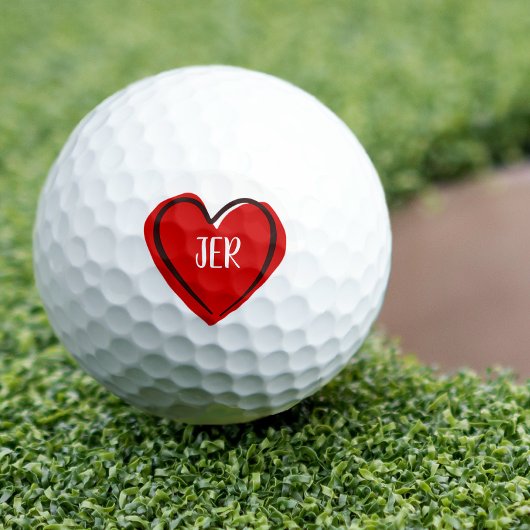 Moderne Sjabloon van het hart Monogrammed Initiale Golfballen