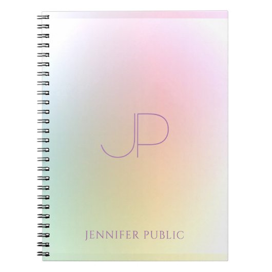 Moderne Sjabloon van kleurrijk monogram Notitieboek (Voorkant)