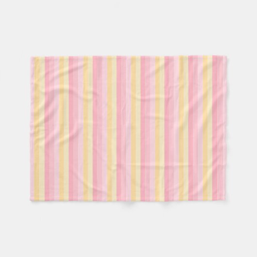 Moderne Sjabloon Vanilla Geel Roze Striped Fleece Deken (Voorkant (Horizontaal))