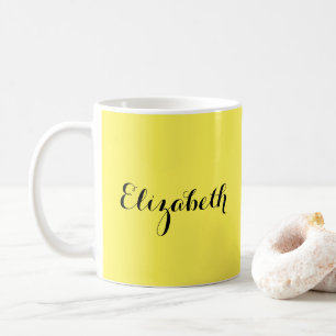 Moderne Sjabloon Voeg uw getypte naam geel toe Koffiemok