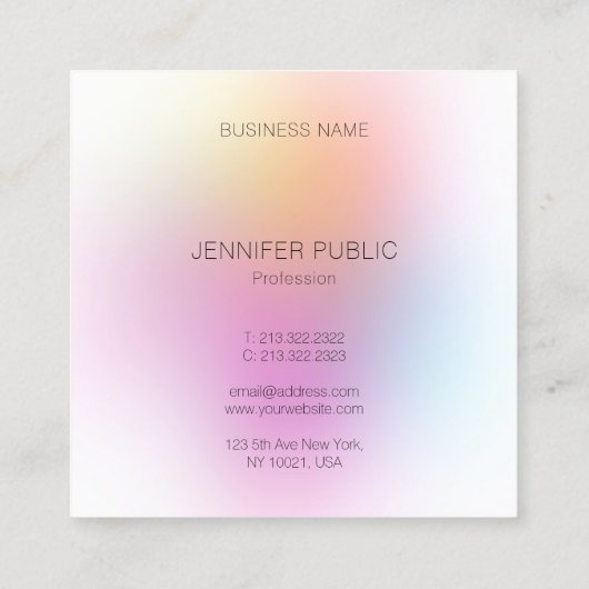 Moderne Sjabloon voor elegant kleurrijk ontwerp Vierkante Visitekaartje (Achterkant)