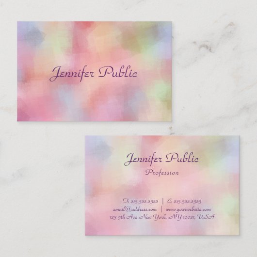 Moderne Sjabloon voor kalligrafie voor parelkleure Visitekaartje (Voorkant / Achterkant)