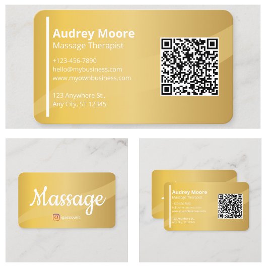 Moderne sjabloon voor massagetherapeut elegant visitekaartje