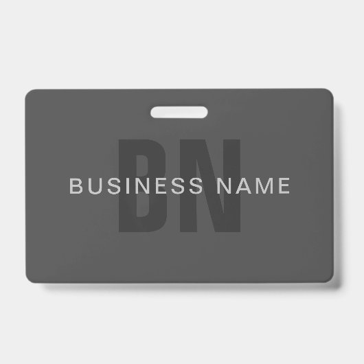 Moderne sjabloon voor monogram in donkergrijs bewe badge (Voorzijde)