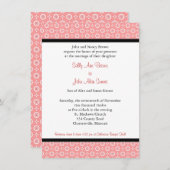 Moderne Sjabloon voor peach Wedding Invitting Kaart (Voorkant / Achterkant)