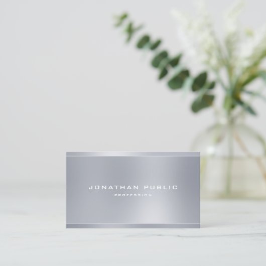 Moderne Sjabloon voor Silver-look Visitekaartje (Staand voorkant)