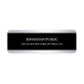 Moderne Sjabloon voor zwart-wit Silver Etiket (Voorkant)