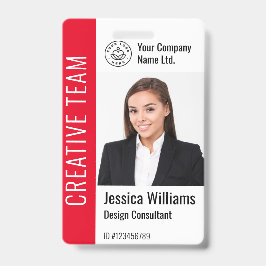 Moderne Sjabloon werknemer Foto Logo Naam Rood Badge