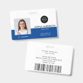 Moderne Sjabloon werknemer Foto Logo naam zuster-i Badge (Voor- en achterkant)