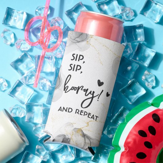 Moderne Sjabloon zwart-wit Seltzer Blikjeskoeler (Insitu Zomer)