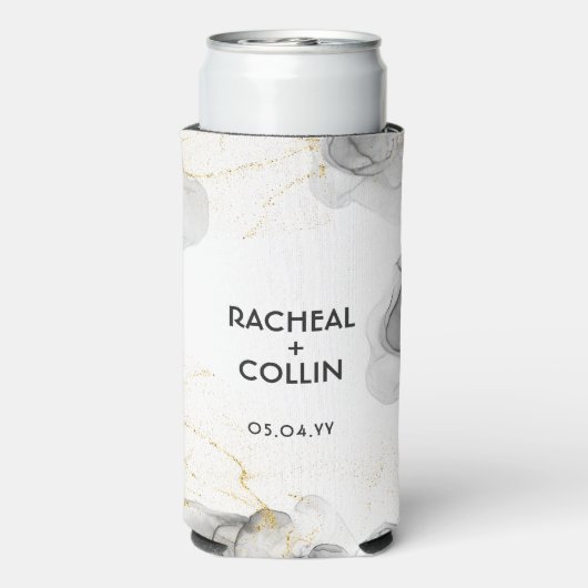 Moderne Sjabloon zwart-wit Seltzer Blikjeskoeler (Seltzer Achterkant)