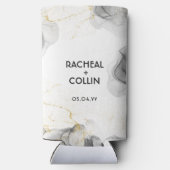 Moderne Sjabloon zwart-wit Seltzer Blikjeskoeler (Achterkant)