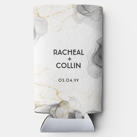 Moderne Sjabloon zwart-wit Seltzer Blikjeskoeler (Achterkant)