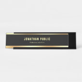 Moderne Sjabloon zwarte goudkleurige goudkleuren Bureau Naambordje (Voorkant)