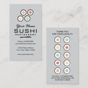 Moderne sjushi restaurant loyaliteitskaart sjabloo visitekaartje