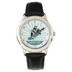 Moderne skateboarding Girls Skater Name Cool Sport Horloge