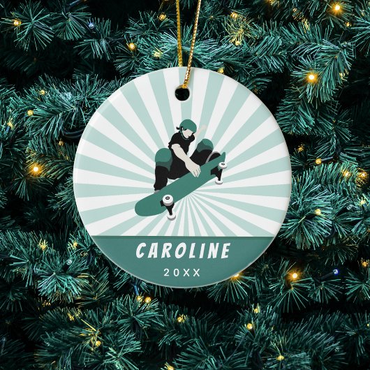 Moderne skateboarding Girls Skater Name Cool Sport Keramisch Ornament