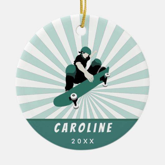 Moderne skateboarding Girls Skater Name Cool Sport Keramisch Ornament (Voorkant)