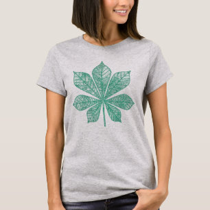 Moderne Skelet Groene Esdorenblad T-shirt