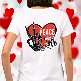 Moderne Skelet Hand Vrede en Liefde  T-shirt