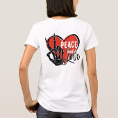 Moderne Skelet Hand Vrede en Liefde T-shirt (Achterkant)