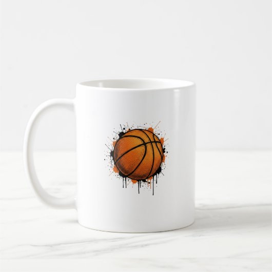 Moderne Sketch Basketbal Illustratie Mok (Links)