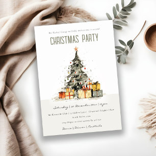 Moderne Sketchy Kerstboom Vakantie Party Invite Feestdagenkaart
