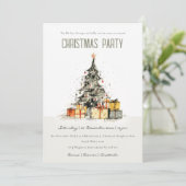 Moderne Sketchy Kerstboom Vakantie Party Invite Feestdagenkaart (Staand voorkant)