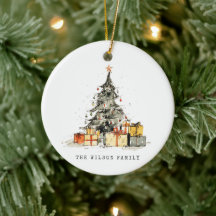 Moderne Sketchy Vakantie Kerstboom Waterverf