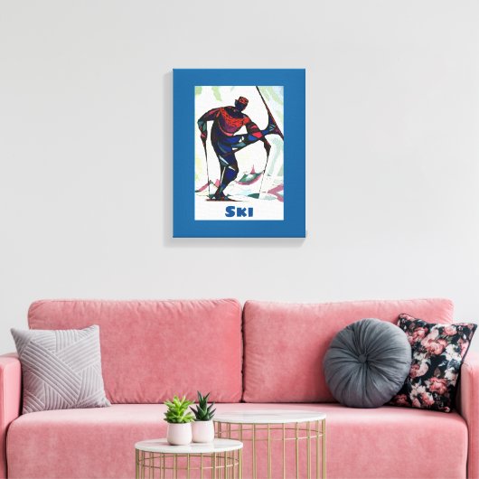 Moderne Skier in kleurrijke zoetstof Canvas Afdruk (Insitu (Woonkamer))