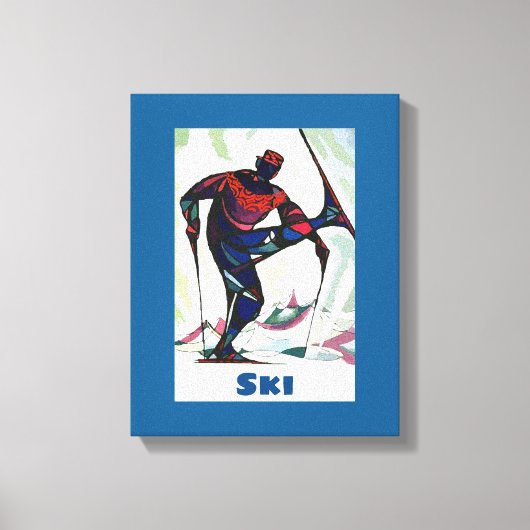 Moderne Skier in kleurrijke zoetstof Canvas Afdruk (Voorkant)