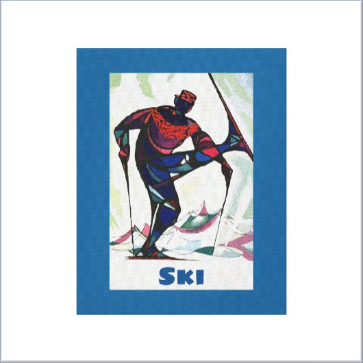 Moderne Skier in kleurrijke zoetstof Canvas Afdruk