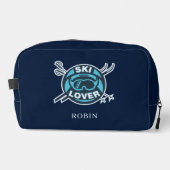 Moderne skiliefhebber gepersonaliseerde winterpist toilettasje (Voorkant)