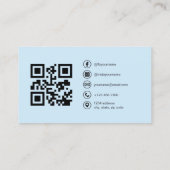 Moderne Sky Blue-foto met QR-code sociale media Visitekaartje (Achterkant)