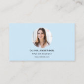 Moderne Sky Blue-foto met QR-code sociale media Visitekaartje (Voorkant)