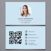 Moderne Sky Blue-foto met QR-code sociale media Visitekaartje