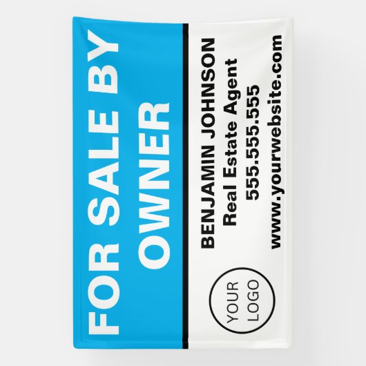 Moderne Sky Blue Vastgoed Realtor Te Koop Spandoek (Verticaal)