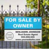 Moderne Sky Blue Vastgoed Realtor Te Koop Spandoek