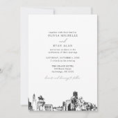 Moderne Skyline Zwart & Wit Houston bruiloft Kaart (Voorkant)