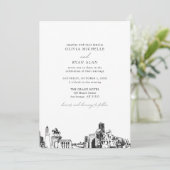 Moderne Skyline Zwart & Wit Houston bruiloft Kaart (Staand voorkant)