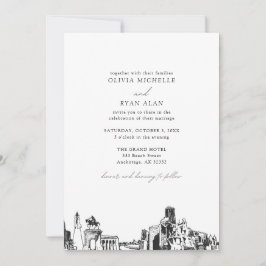 Moderne Skyline Zwart & Wit Houston bruiloft Kaart