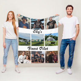 Moderne 'Sky's Finest Pilot' Fotocollage Fleece Deken