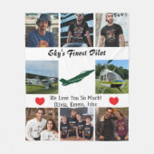 Moderne 'Sky's Finest Pilot', Vliegtuig, Fotocolla Fleece Deken (Voorkant)