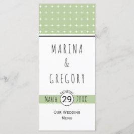 Moderne slaaggroene typografie-trouwmenkkaart menu