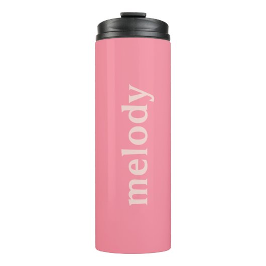 Moderne slaapzaal roze naam thermosbeker (Voorkant)