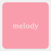 Moderne slaapzaal roze naam vierkante sticker (Voorkant)