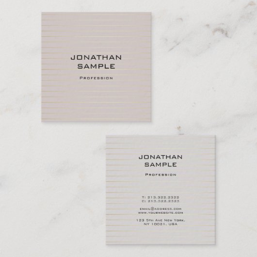 Moderne, slank design elegant Plain Luxe Vierkante Visitekaartje (Voorkant / Achterkant)