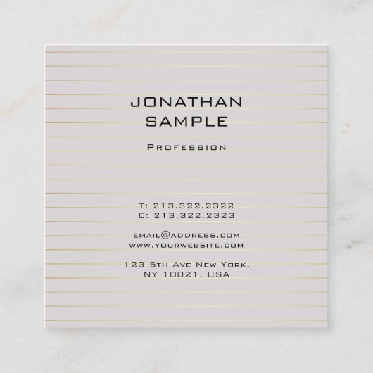 Moderne, slank design elegant Plain Luxe Vierkante Visitekaartje (Achterkant)