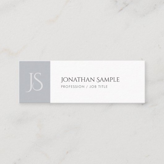 Moderne Slanke Chic Monogrammed Trendy Plain Mini Visitekaartje (Voorkant)
