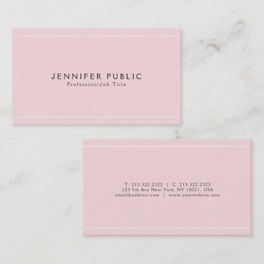 Moderne Slanke Glamour Plain Luxe Professioneel Visitekaartje (Voorkant / Achterkant)